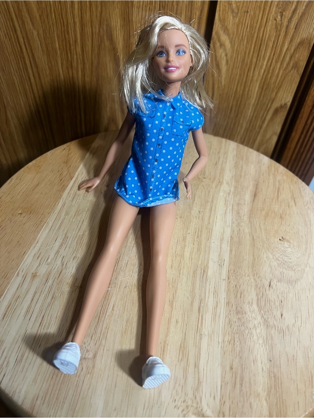Mattel Barbie Bright Blue Polka Dot Shirt Dress